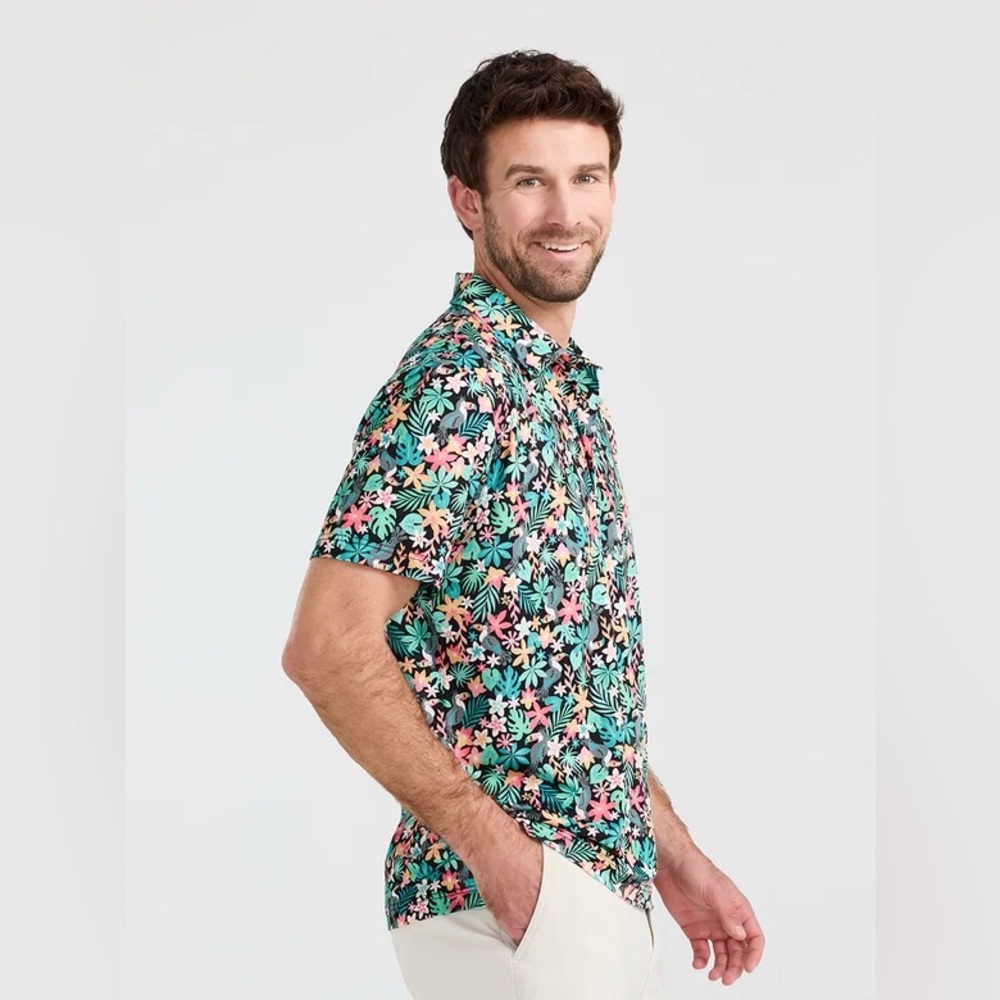 Chubbies Tropical Floral Toucan Men's Button Down Shirt XL